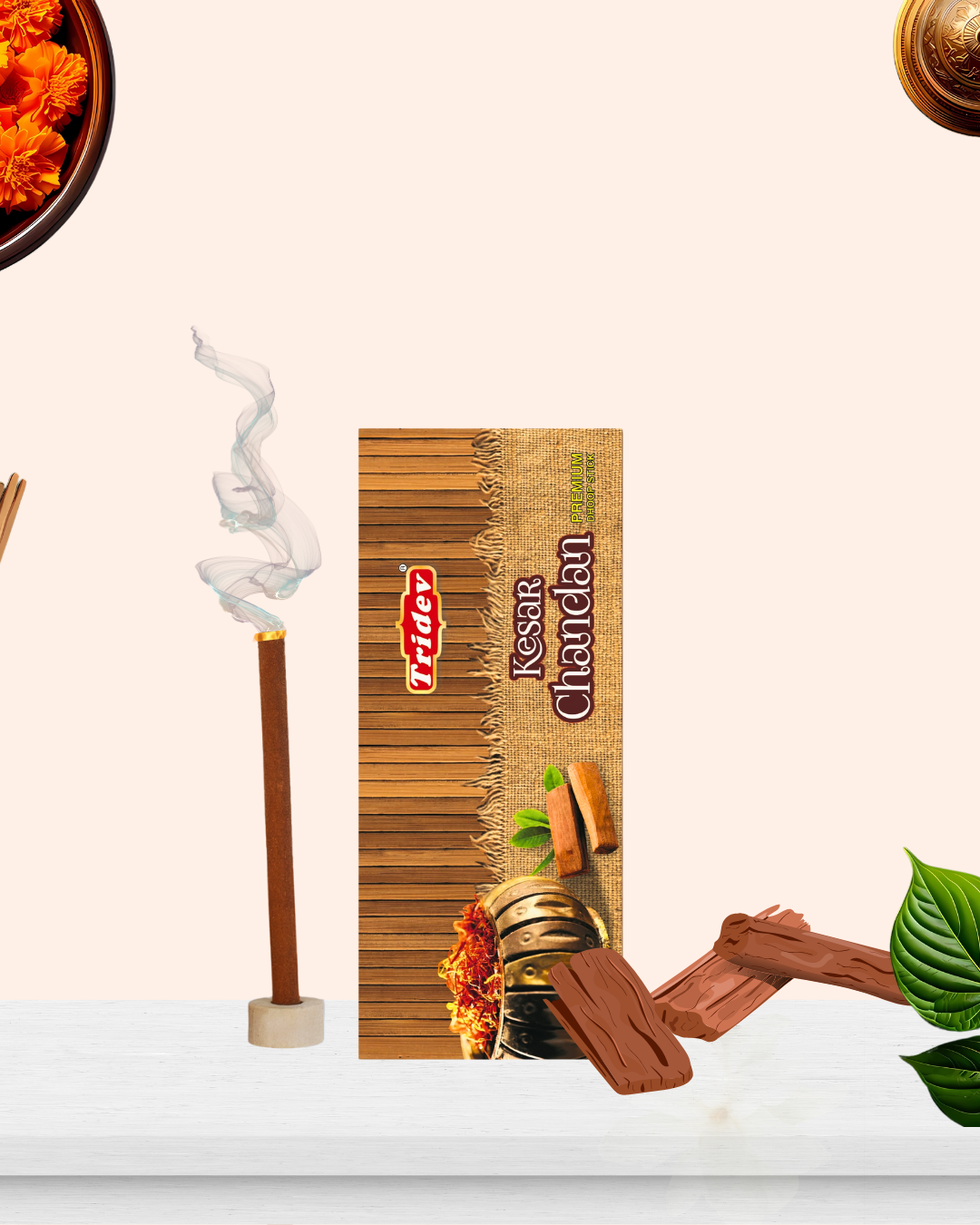 KESAR CHANDAN PREMIUM DHOOP STICKS 12 PACKS OF 50 GMS X 100 EACH